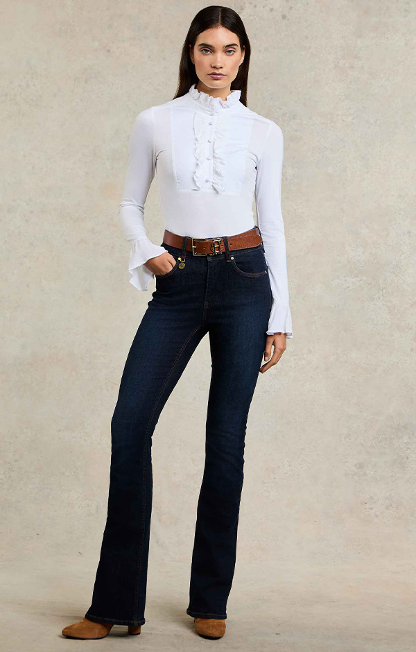 High Rise Flared Jean (Deep Indigo)