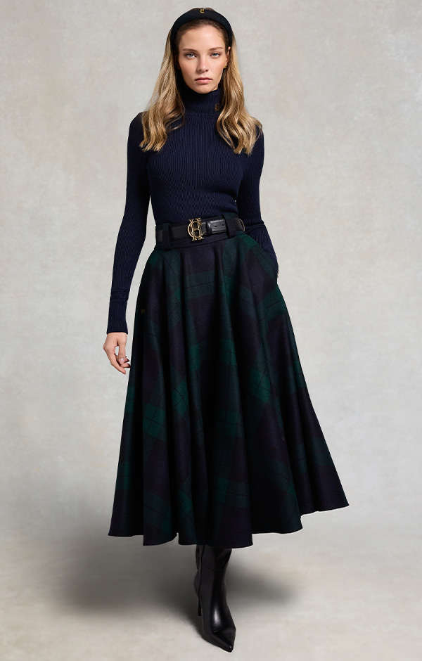 360 Maxi Tweed Circle Skirt (Blackwatch)