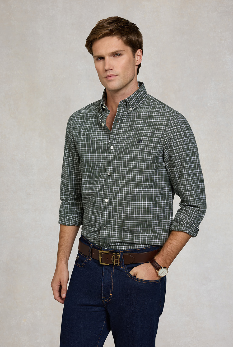 Men's Classic Woven Button Down Shirt (Henridge Emerald)