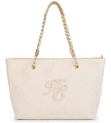 Amalfi Straw Tote (Cream Herringbone)
