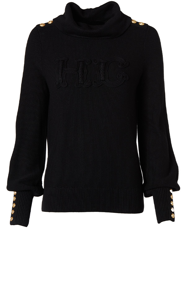 Daisy Roll Neck Knit (Black)
