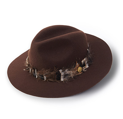 Trilby Hat Iridescent Feather Band (Chocolate)