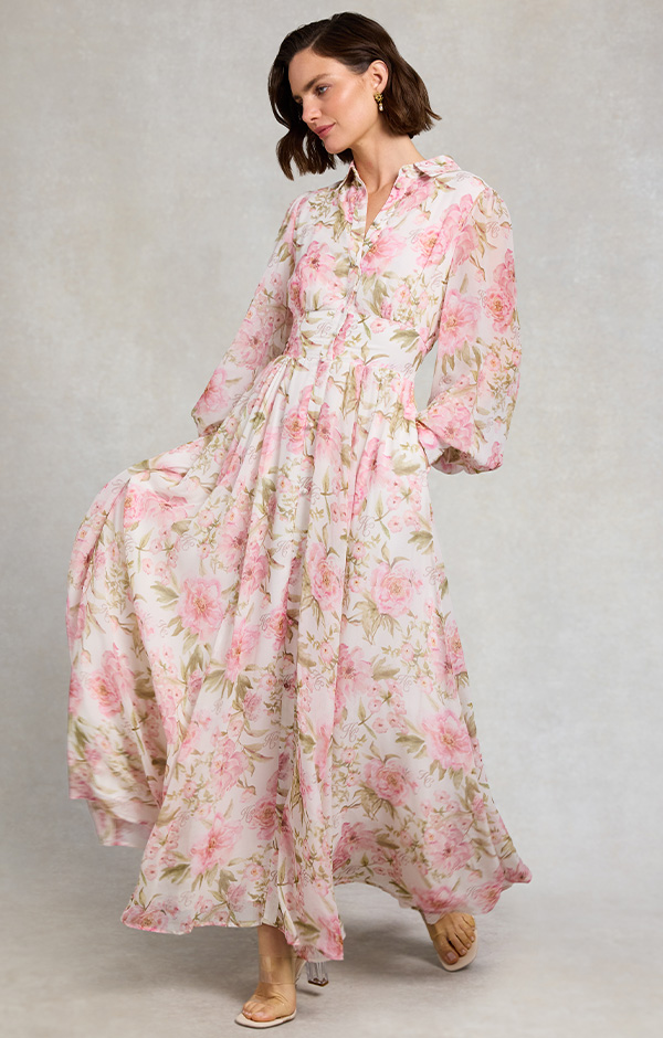 Sorrento Shirt Dress (Peony Ecru Floral)