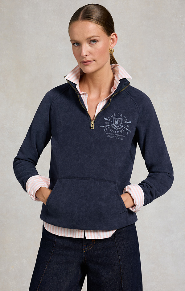 Crest Zip Henley (Ink Navy)