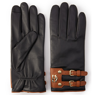 Contrast Leather Gloves (Black Tan)