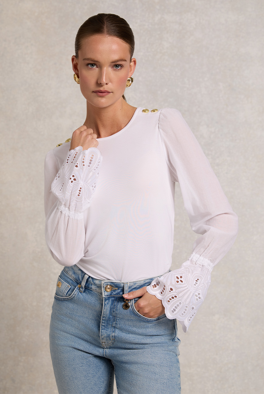 Francesca Jersey Blouse (White)