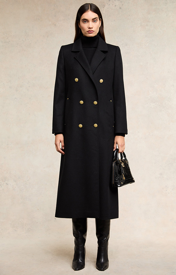 Double Breasted Coat (Soft Black)