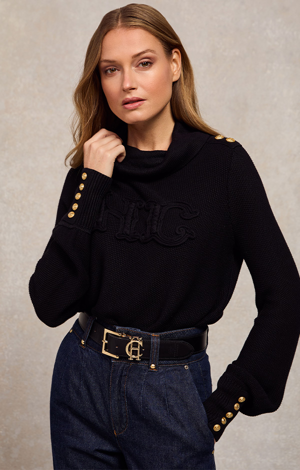 Daisy Roll Neck Knit (Black)