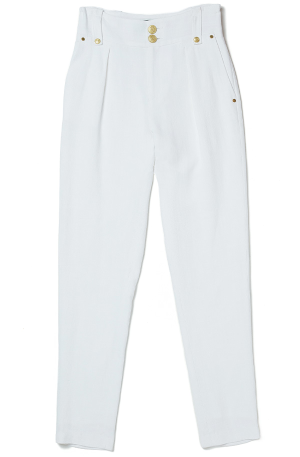 High Waisted Peg Trouser (Oyster Linen)