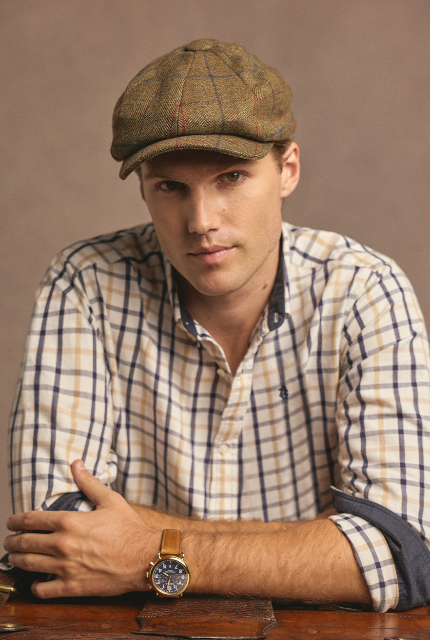 Men's Relaxed Fit Button Down Shirt (Large Scale Navy Check)