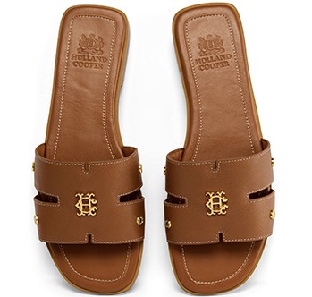 Heraldic Monogram Slide (Tan Saffiano)