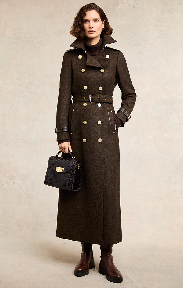 Full Length Marlborough Trench Coat (Chocolate Herringbone)