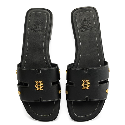 Heraldic Monogram Slides (Black Saffiano)