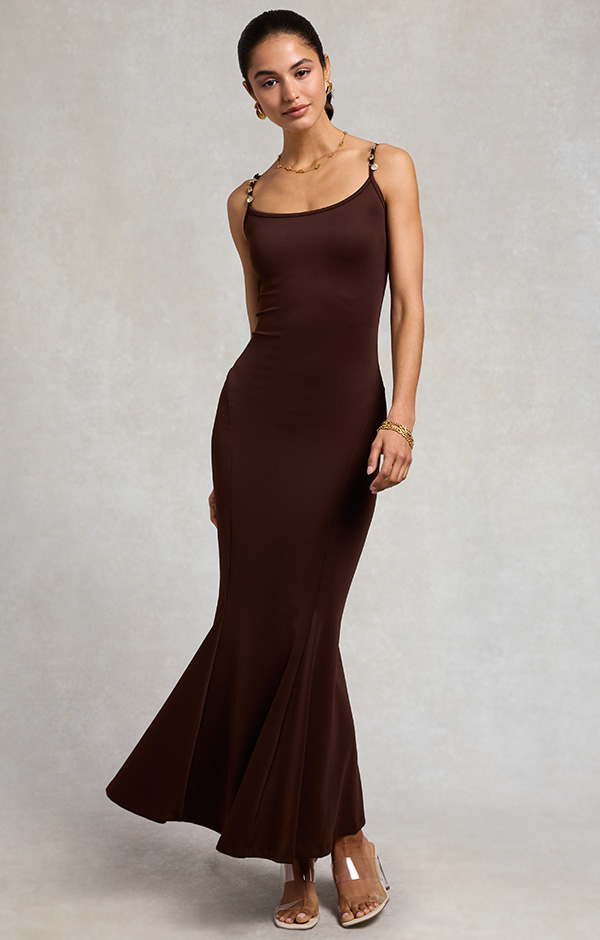 Cameron Cowrie Maxi Dress (Walnut)