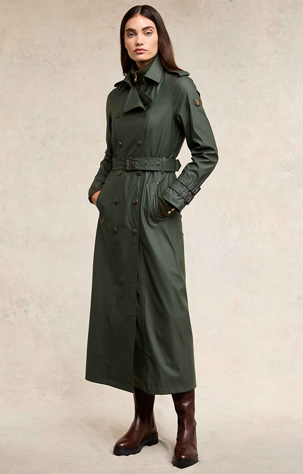 Full Length Kendal Waterproof Trench Coat (Evergreen)
