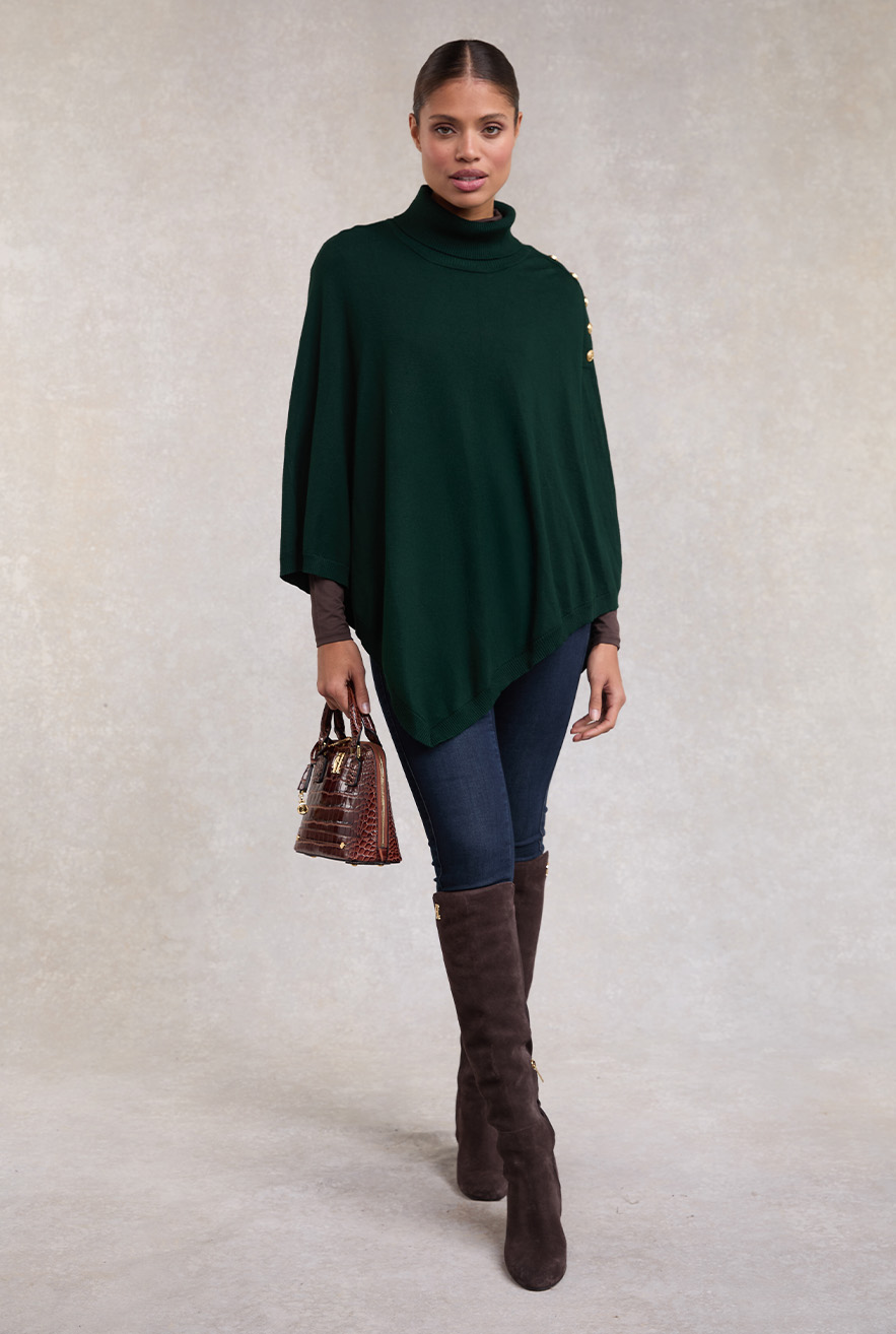 Roll Neck Cape (Deep Emerald)