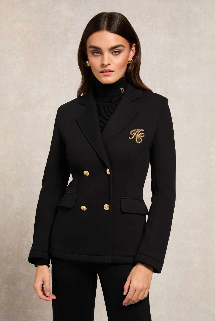 Henley Double Breasted Blazer (Black)