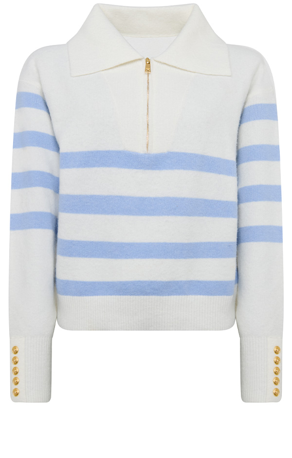 Lydia Quarter Zip (Natural Powder Blue)