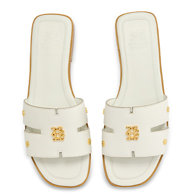 Heraldic Monogram Slides (White Saffiano)