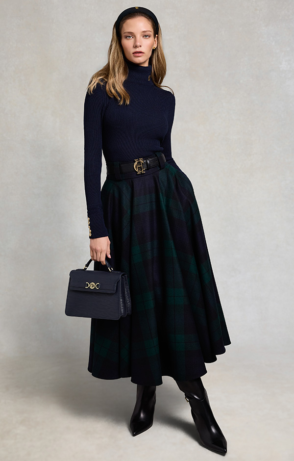 360 Maxi Tweed Circle Skirt (Blackwatch)