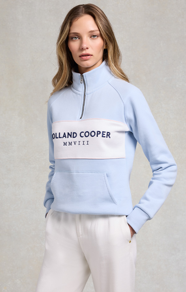Sporting Heritage Zip Henley (Pale Blue)