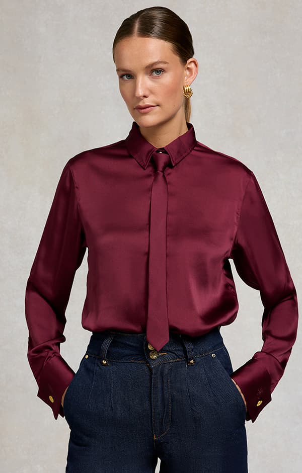 Georgina Satin Shirt (Mulberry)