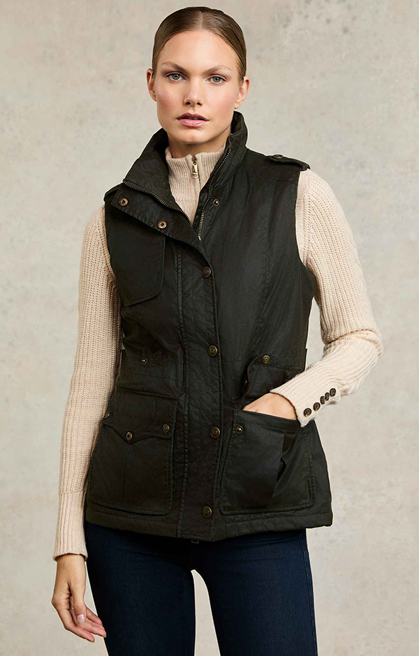 Alma Wax Gilet (Dark Olive)