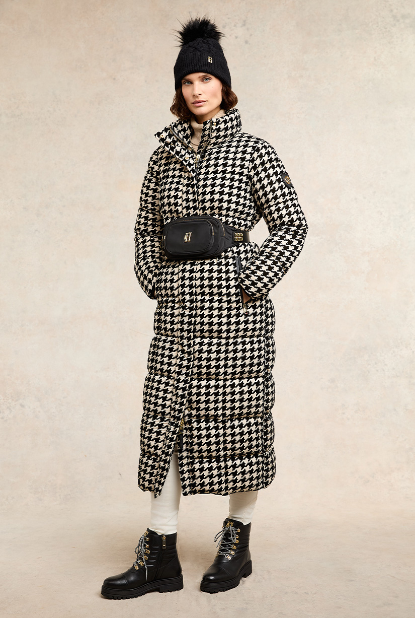 Crawford Longline Coat (Ecru Houndstooth)