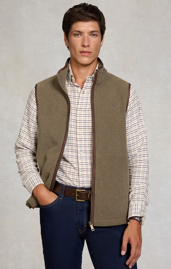 Men's Country Fleece Gilet (Dusty Khaki)