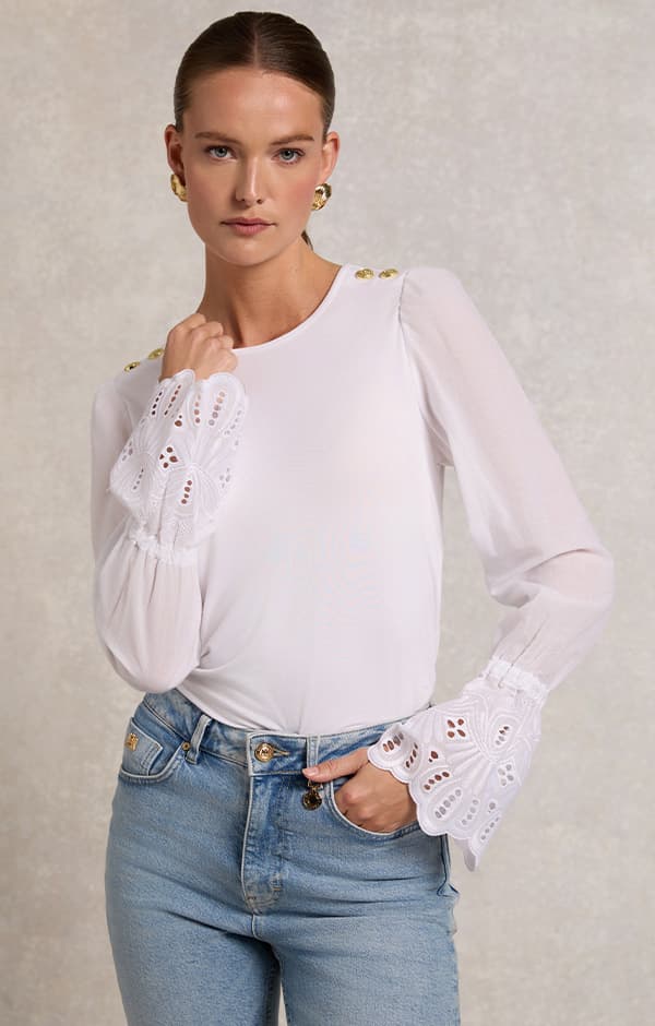Francesca Jersey Blouse (White)