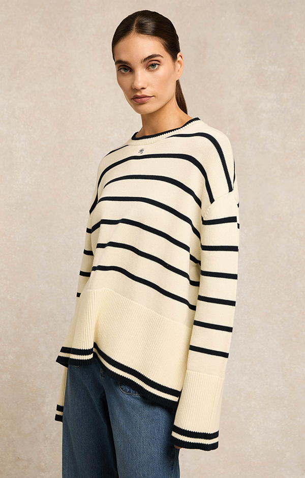 Antonia Crew Neck (Natural Stripe)