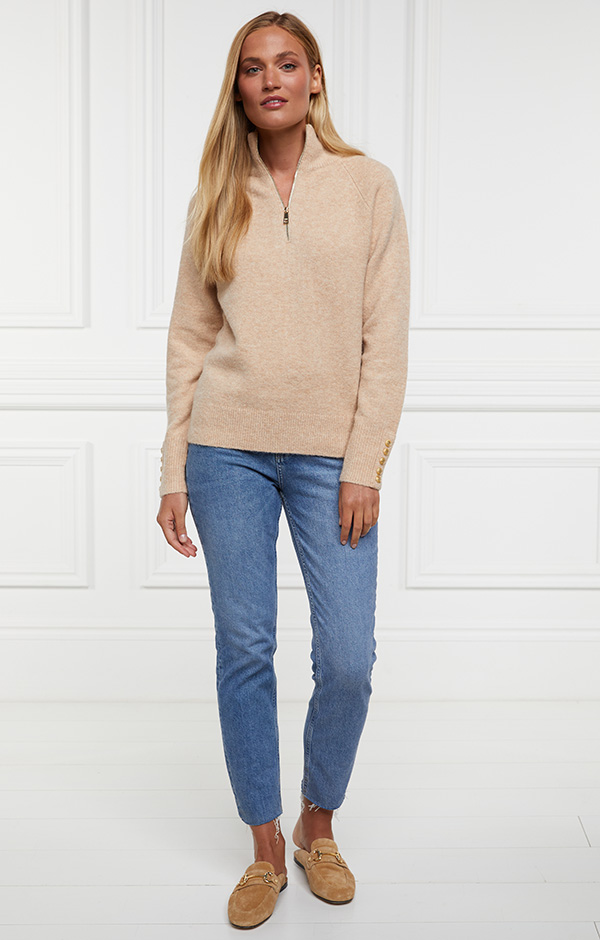 Tori Quarter Zip Knit (Camel)