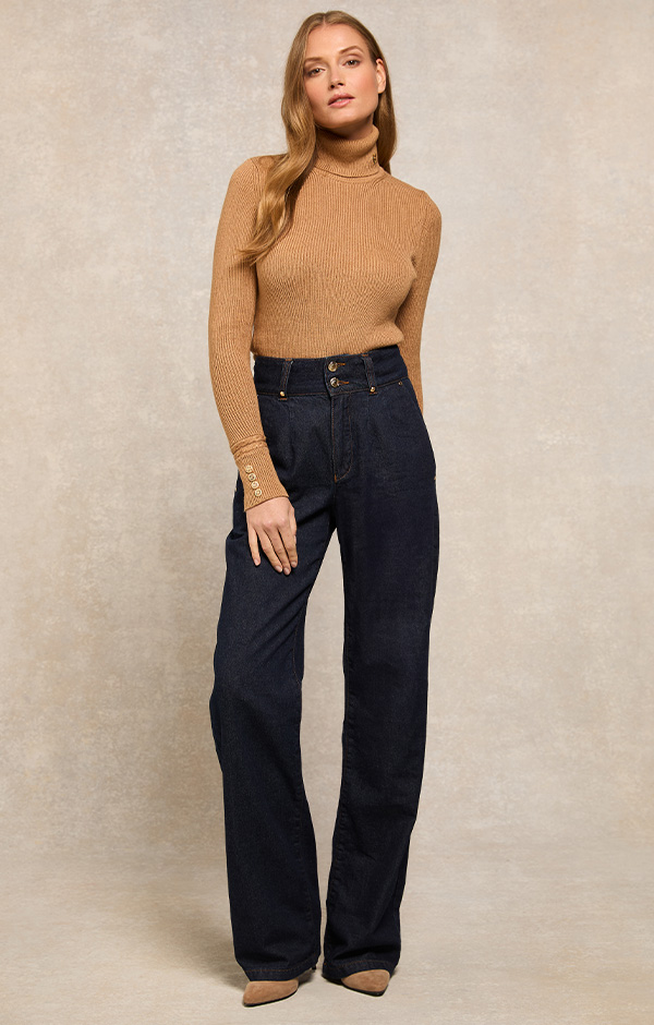 Tailored Wide Leg Jean (Deep Indigo)