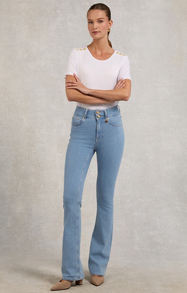 High Rise Flared Jean (Light Denim)