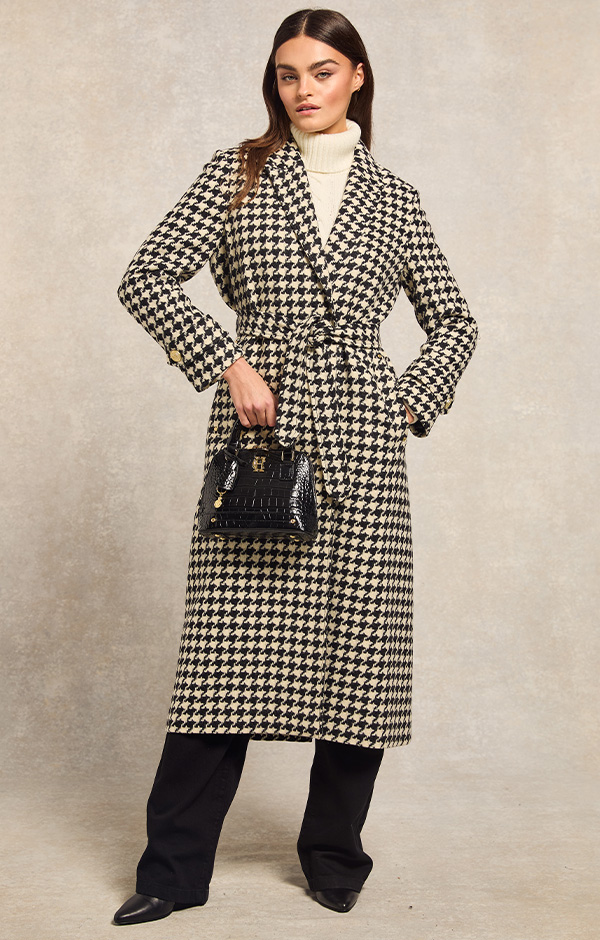 Wrap Coat (Large Scale Houndstooth)