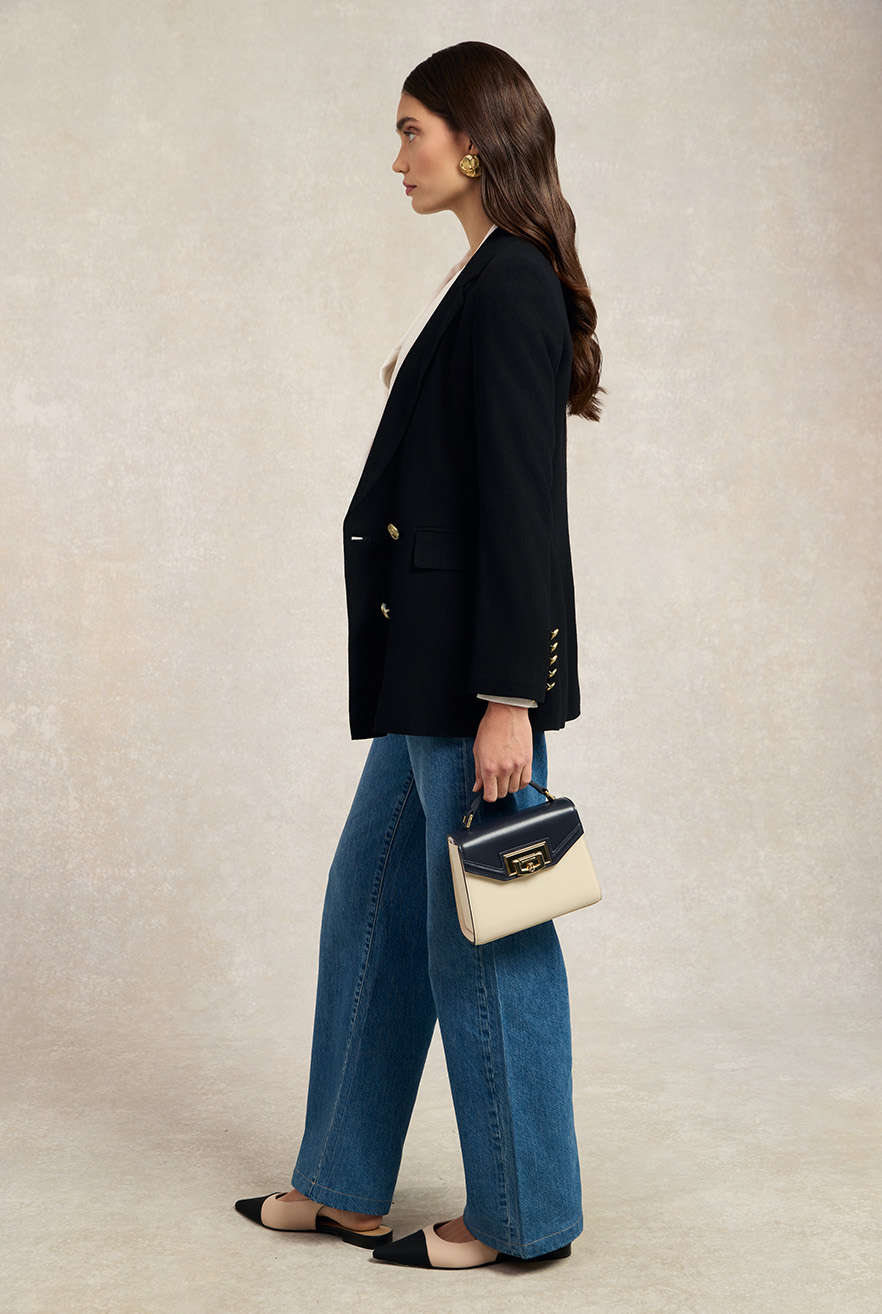 Mini Cheltenham Bag (Cream Navy)