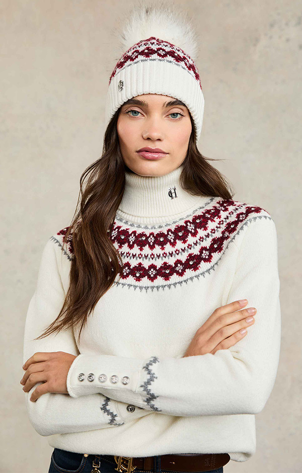 Jennifer Fairisle Bobble Hat (Natural)