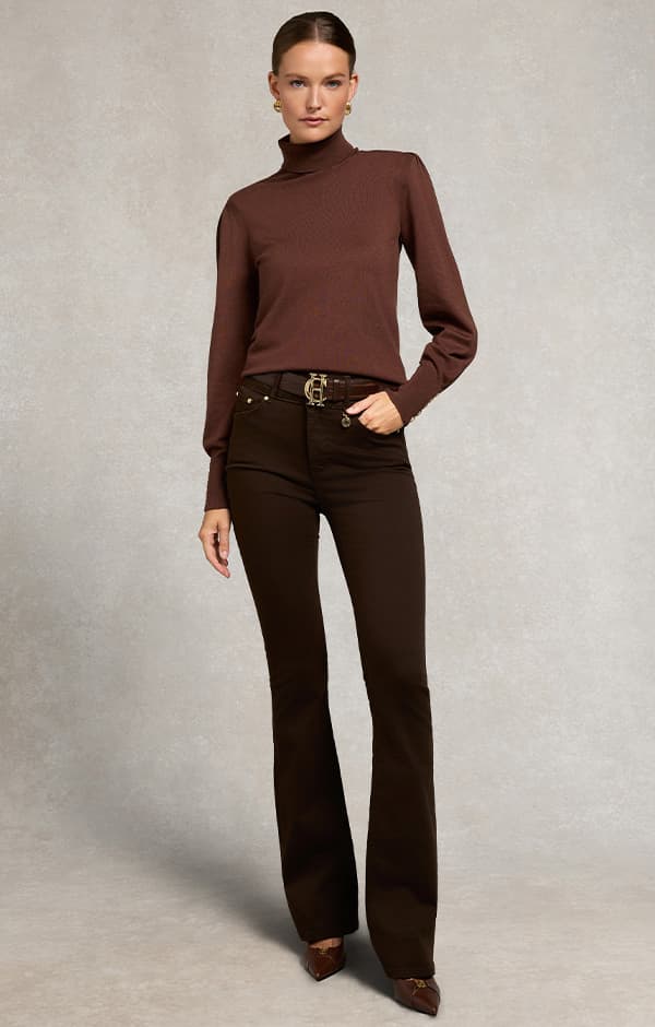 Structured Kelsie Roll Neck Knit (Cocoa)