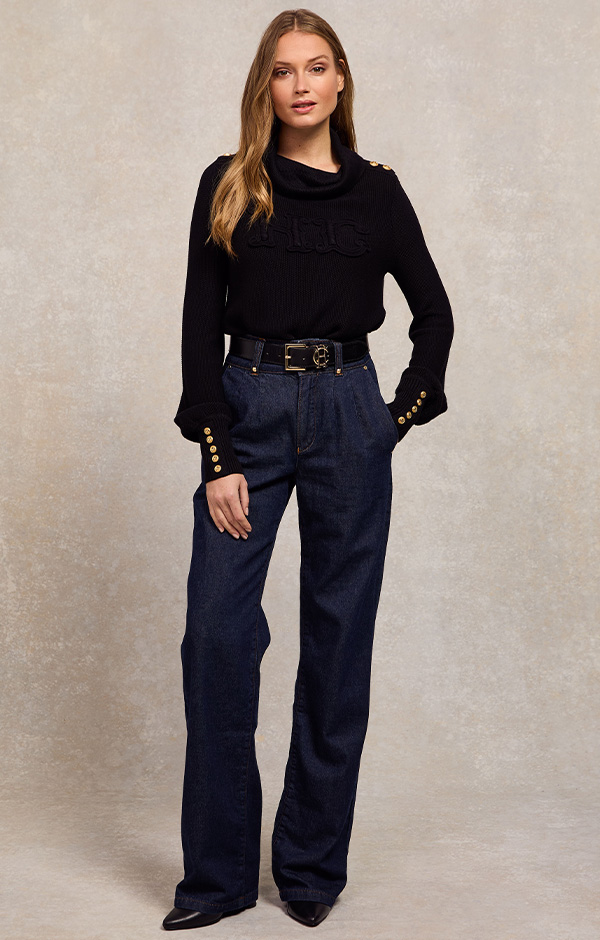 Tailored Wide Leg Jean (Deep Indigo)