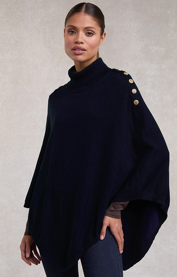 Roll Neck Cape (Ink Navy)