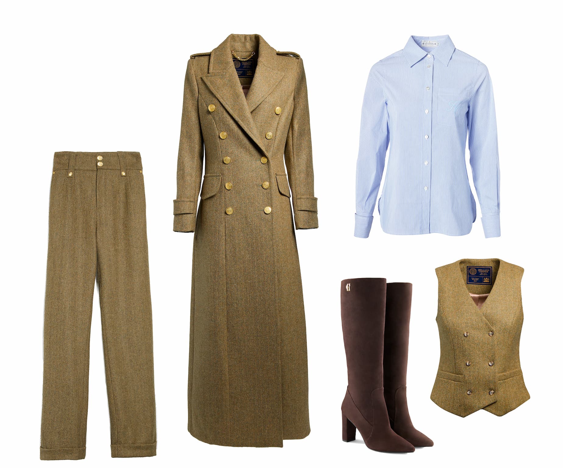 Moss Herringbone Suit Outfit