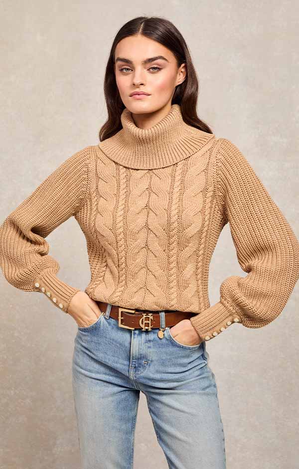 Corded Roll Neck Knit (Camel)