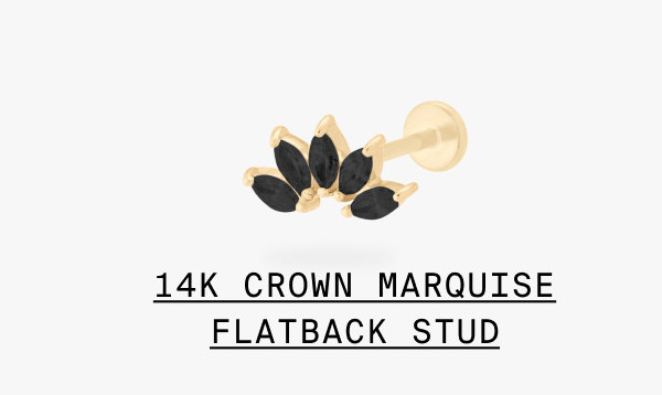 14K CROWN MARQUISE FLATBACK STUD