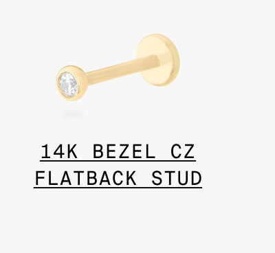 14K Bezel CZ Flatback Stud