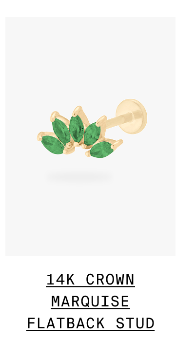 14K CROWN MARQUISE FLATBACK STUD