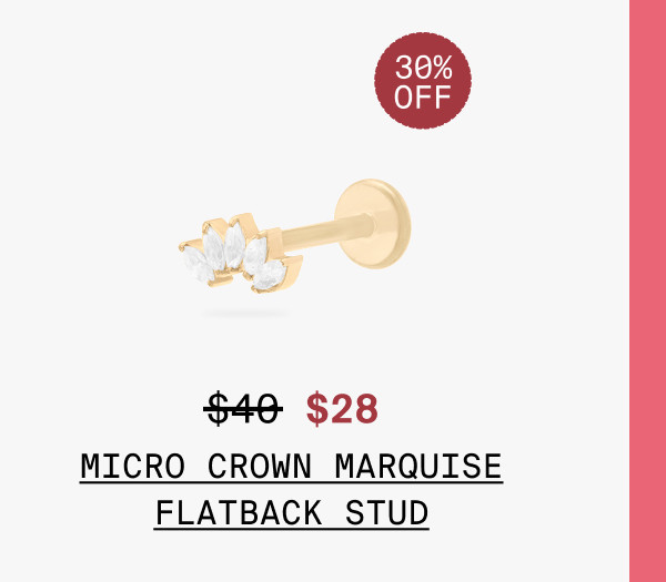 MICRO CROWN MARQUISE FLATBACK STUD