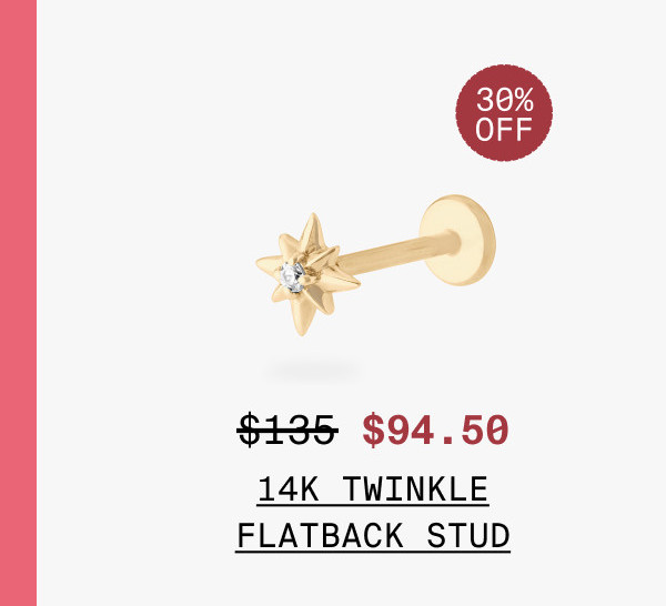 14K TWINKLE FLATBACK STUD