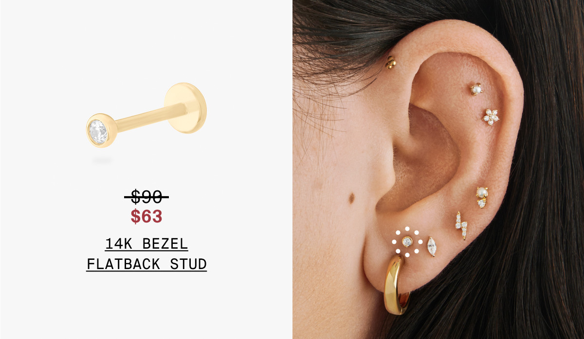 14K BEZEL FLATBACK STUD