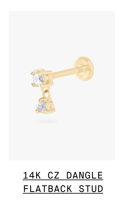 14K CZ DANGLE FLATBACK STUD