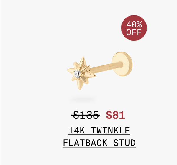 14K TWINKLE FLATBACK STUD